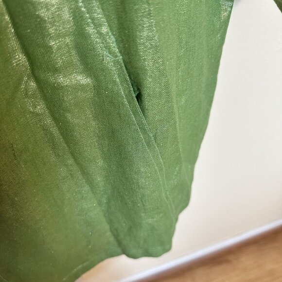 Linear Womens Lime Green Cardigan Linen Blend Jacket 2X India Open Front Pockets - Picture 10 of 10